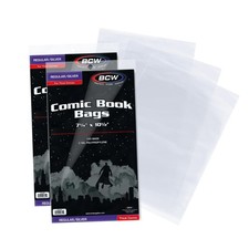 Silver Age Comic Bags - 200 Count Acid-Free Archival Storage 7 1/4 x 10 1/2"