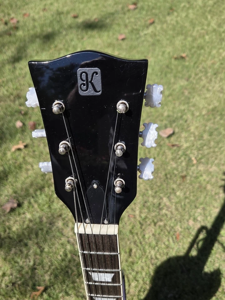 Cuerpo de guitarra eléctrica Kay años 60 Thinline con mástil nuevo, cableado, pastillas protector de puente Foto 3 de 4