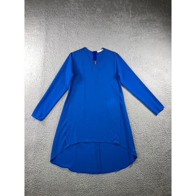 Tunic Dress 10-12 Cobalt Blue Embellished Lagenlook Layering Long Sleeve Modest