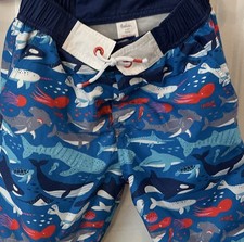 Boden Boys Swim Shorts Whale Print Blue Mesh Lined Drawstring 11-12Y