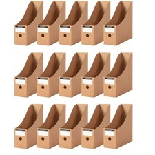 Fiyerna Foldable Desk File Holder Organizer Sturdy Cardboard Magazine Brown