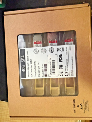 Lot of 3 FiberStore QSFP-SR4-40G 40GBASE-SR4 QSFP+ 850nm MPO DOM Transceivers ME