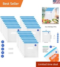 Reusable BPA Free Vacuum Sealer Bags 8.5 8.5in, 31 Pcs 24 Pcs Vacuum Zipper...