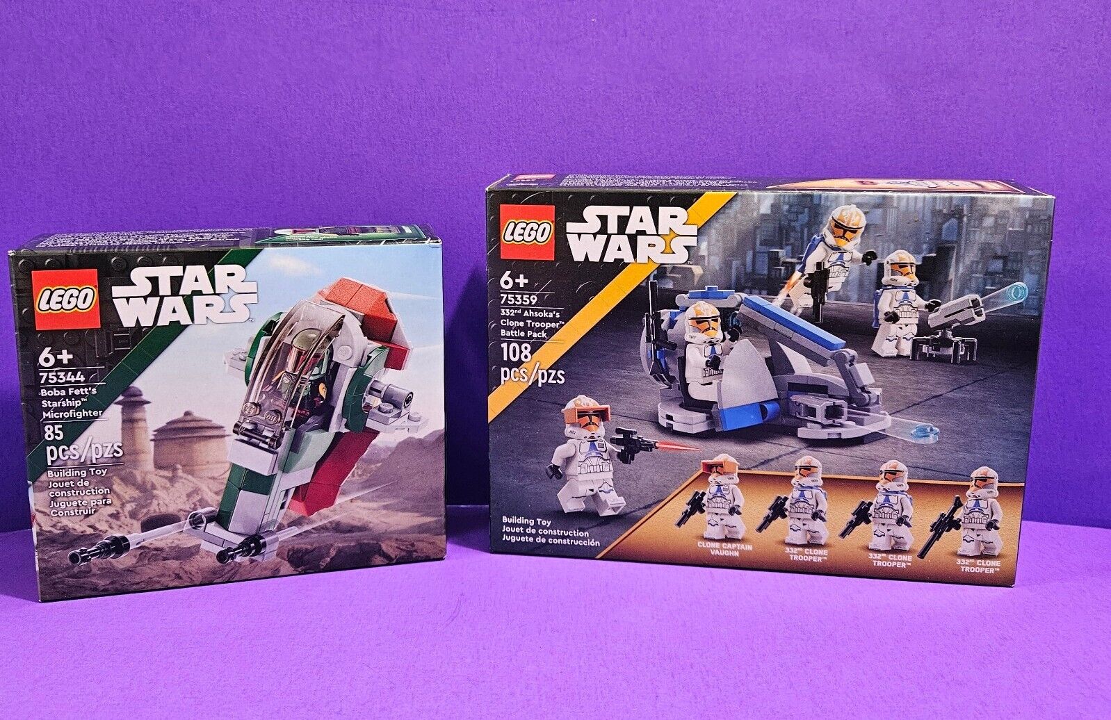 NEW SEALED LEGO Star Wars Lot 75344 Boba Fett's Starship 75359 Ahsoka Clone Pack