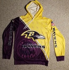 Baltimore Ravens Hooded Sweatshirt Thin smooth poly pullover integral printed L