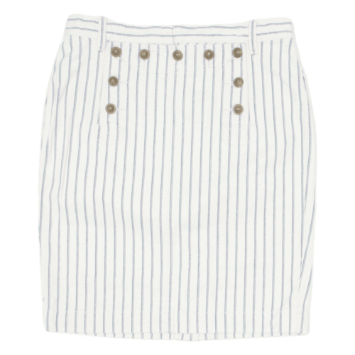 LAUREN RALPH LAUREN Knee Length Pencil Skirt Cream Striped Womens S - Picture 1 of 6