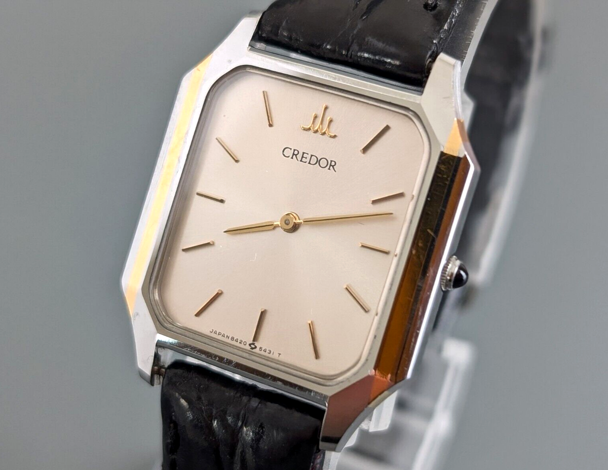 人気ブランドの新作 8420-5370 CREDOR Seiko Vintage Gold Watch Women quartz Tank クレドール