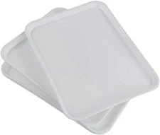 White Plastic Serving Tray-Rectangular 17.2"X13.5"X0.9" 4 Packs