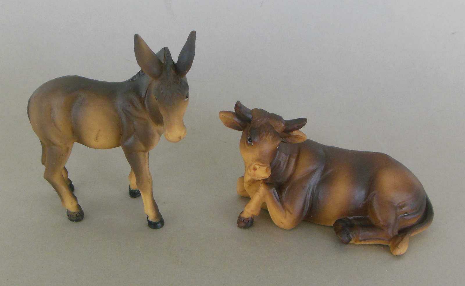 Ochs 4,3 cm und Esel 6,7 cm für Krippenfiguren Größe 8 cm - 9 cm Set
