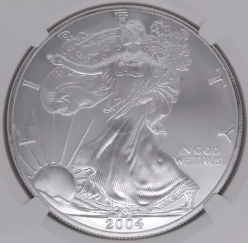 2004 American Silver Eagle NGC MS 69 Brown Label $1 1oz Coin (JW15)