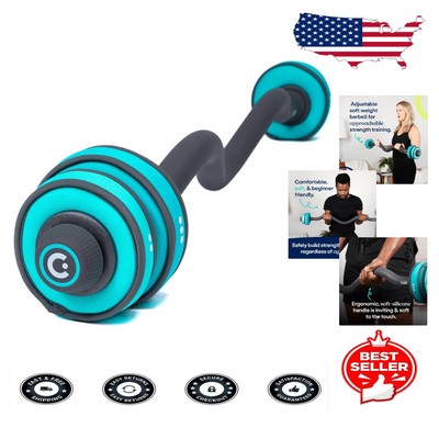 Compact Adjustable Barbell Set - 64 lbs Capacity with Soft, Silent Weights