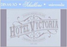 Schablone-Vintage-Shabby-A4-A3-Hotel-London-7...