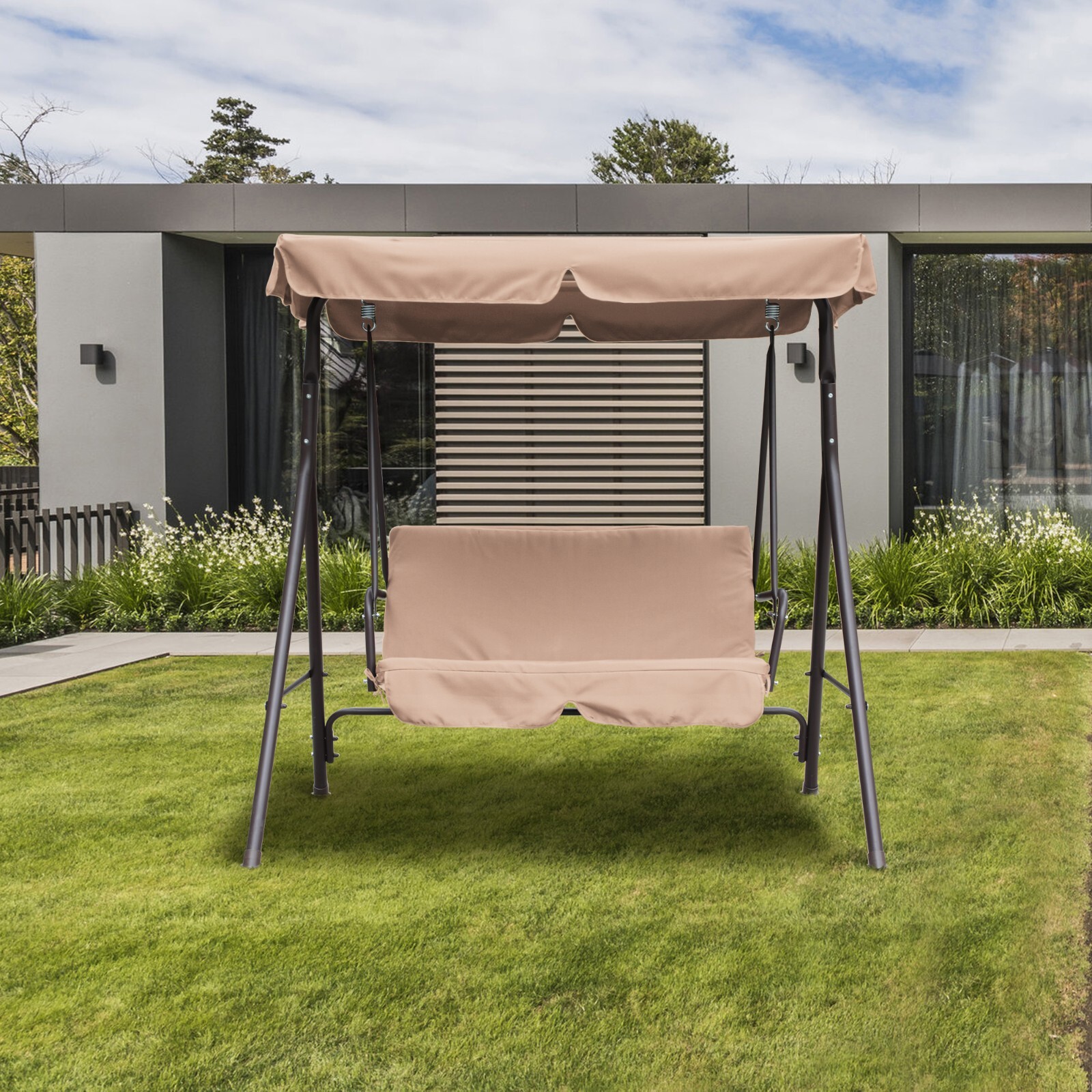 2Person Patio Swing Chair Porch Swing Removable Cushion ,Convertible