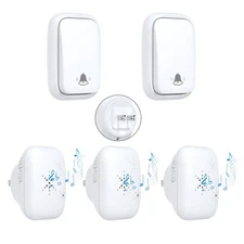 US Plug Self Powered Wireless Doorbell No Battery 100M Distance 38 Songs Door...