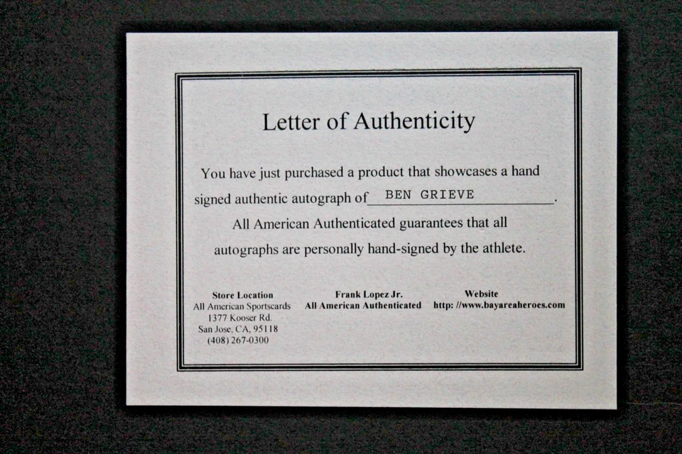 Ben Grieve 1997-2000 Oakland Athletics Autographed Signed 8x10 Photo COA - Image 3 of 4