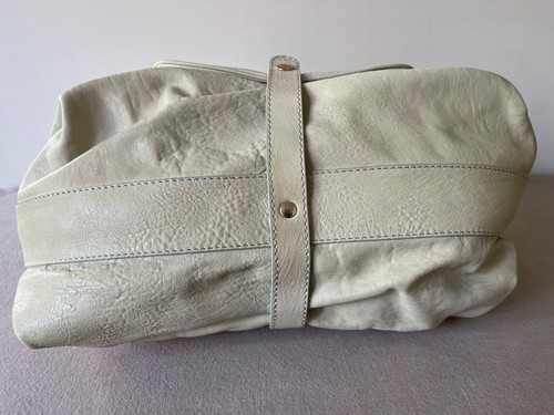 JOY GRYSON Olivia Cream Tumbled Leather Satchel Large Shoulder Bag - Picture 8 of 17