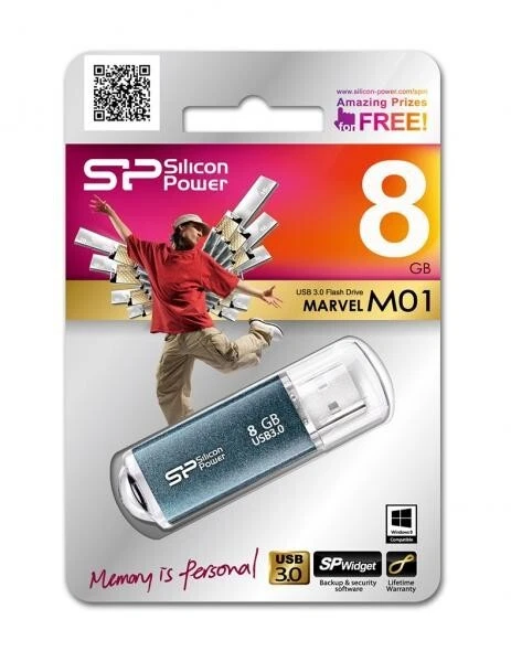 Silicon Power 8GB Marvel M01 USB3.0 Flash Drive Icy SP008GBUF3M01V1B - Blue - Image 2 of 2