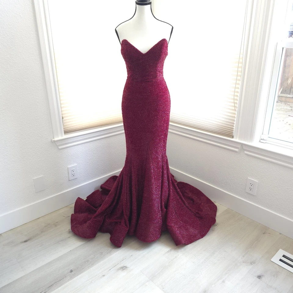 Tarik Ediz 长红色连衣裙 4 码 — 第 4/4 张图片