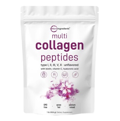 Multi Collagen Peptides Powder, (1 lb) Hydrolyzed Protein Peptides | Type...
