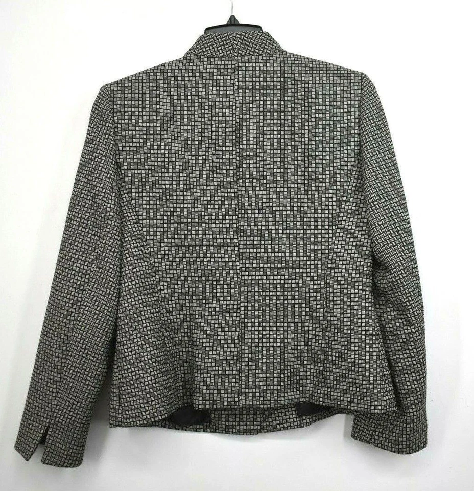 Evan-Picone Women Black White Shawl Lapel Slit Sleeve Business Blazer Jacket 8P - Image 2 of 4