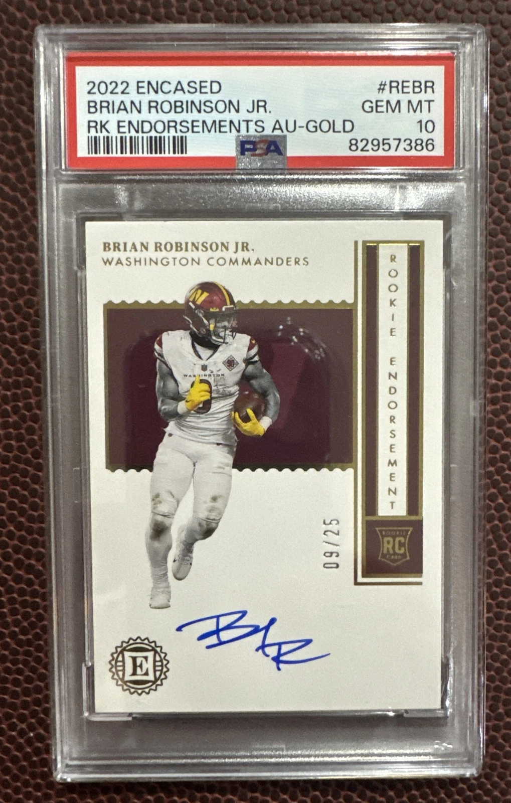 Brian Robinson Jr. Panini Encased Rookie Endorsements Autographs #REBR Gold