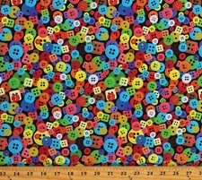 Cotton Buttons Seamstress Sewing Room Multi-Color Fabric Print by Yard D577.49