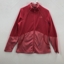 The North Face Womens Red Front Pockets Long Sleeve Activewear Full Zip Jacket L
