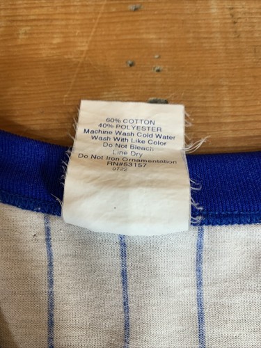 Vintage Chicago Cubs MLB Baseball Majestic Pinstripe Ringer Jersey T Shirt Sz XL - Picture 13 of 16