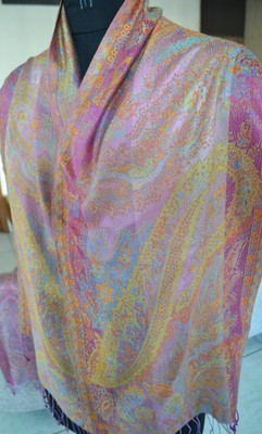 100% SILK PASHMINA JAMAWAR PAISLEY JAMAVAR SCARF DESIGNER ~ Unique Seide Echarpe