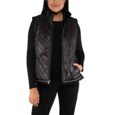 Nicole Miller Women's Faux Fur Reversible Vest In Black