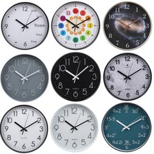 Round Wall Clock Bedroom Kitchen Clocks Quartz Silent Sweep Movement Home Office