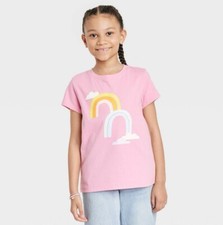 Girl s Cat Jack T-shirt Short Sleeve Pink with Rainbow Size M 8 NWT