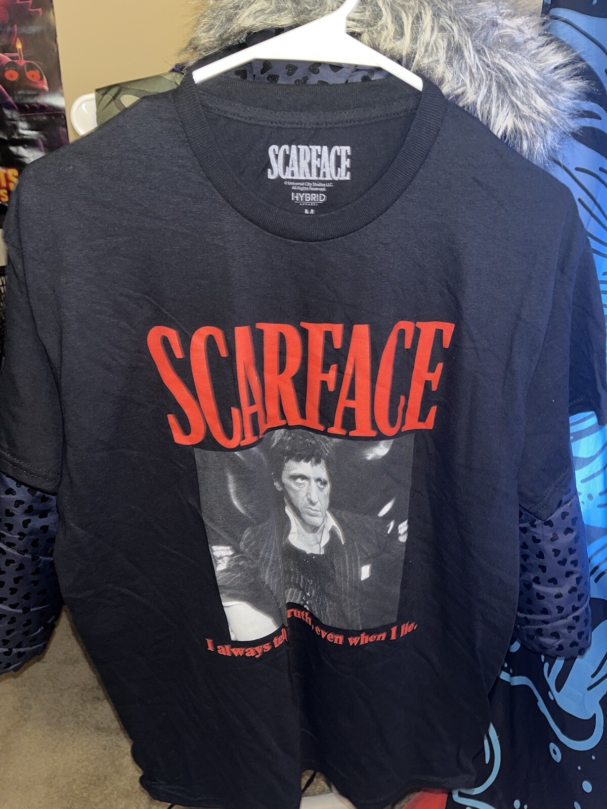 Scarface Men’s T-shirt Medium Al Pacino Cotton Black