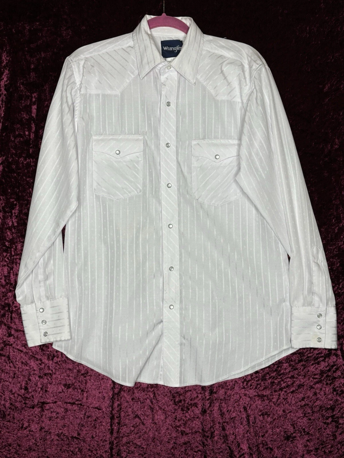 Wrangler Dress Up Button Down Shirt Straps Long Sleeve Sz M