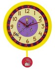 Yellow Nursery Rhyme Hickory Dickory Dock Silent Sweeping Seconds Quartz Wall