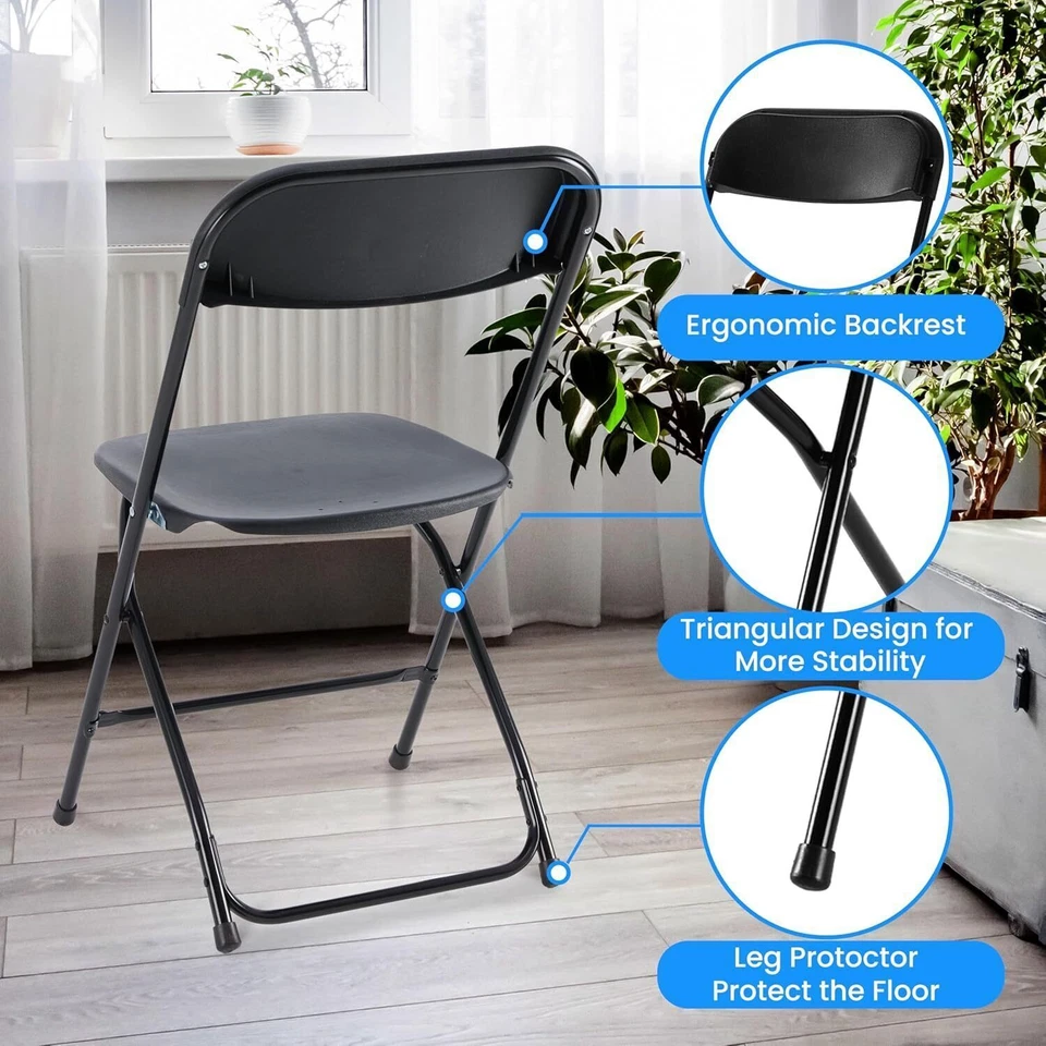 Silla Plegable Plastic Development Group Commercial Party Acero Resistente, Negra Foto 3 de 4