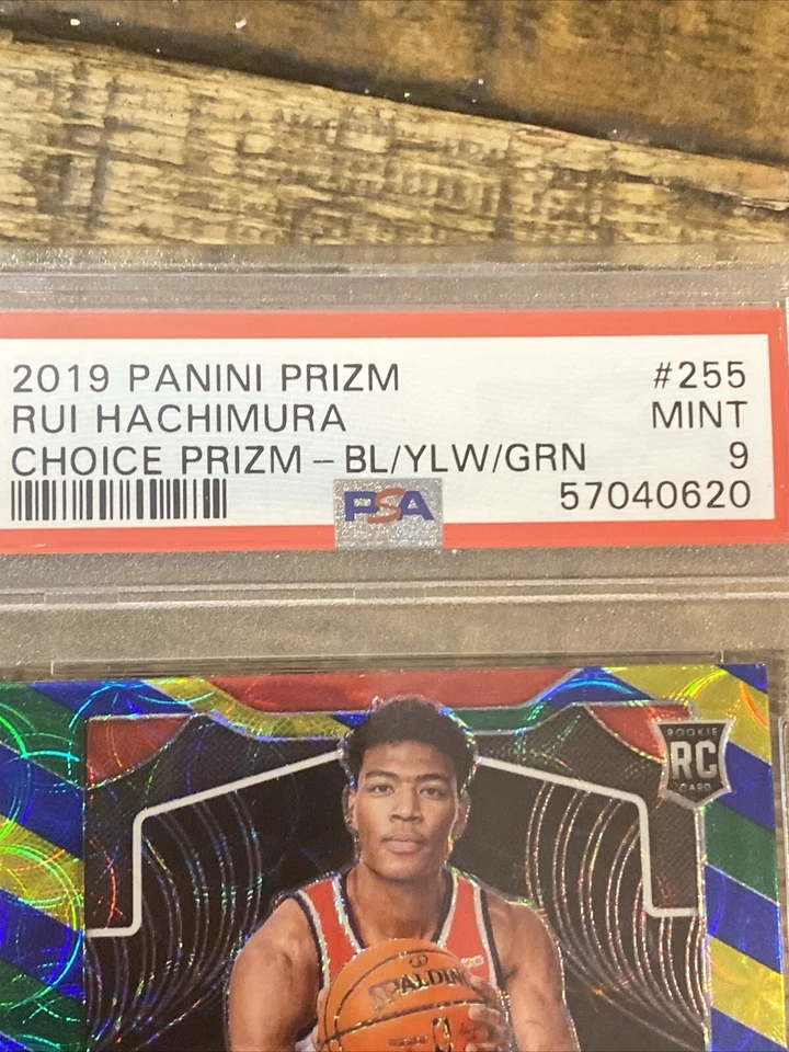 Rui Hachimura 2019 Prizm Choice Blue Yellow & Green #255 RC Rookie PSA 9 Mint - Image 3 of 4