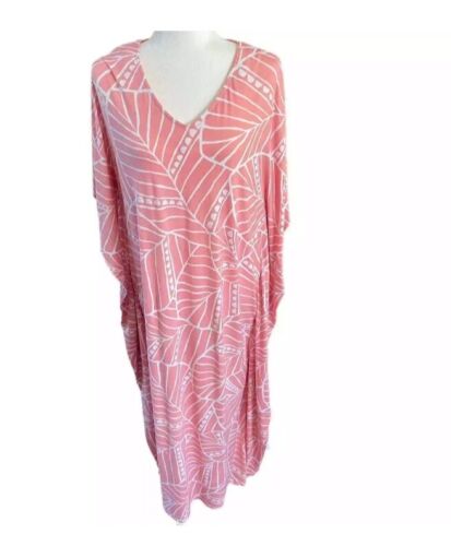 Joan Rivers Kleid Mumu Kaftan Damen Haus V-Ausschnitt rosa Pullover Lounge Resort - Bild 2 von 11