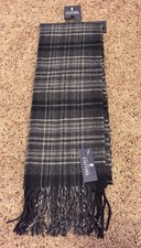 NWT Mens Stafford Black Grey Winter Neck Scarf 100 acrylic fringe NEW