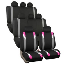 Pink And Black Premium Modernistic Auto Suv Seat Covers 3 Row Set