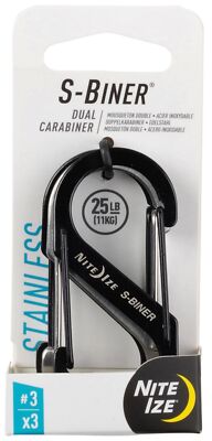 Nite Ize 3-Pack S-Biner Stainless Steel Dual Carabiner #3 - Black/S.S.