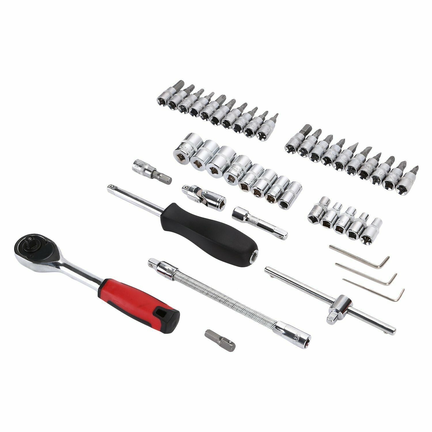 46pcs Ratchet Socket Wrench Bits Set Metric SAE Car Repair Tools Kit 1/