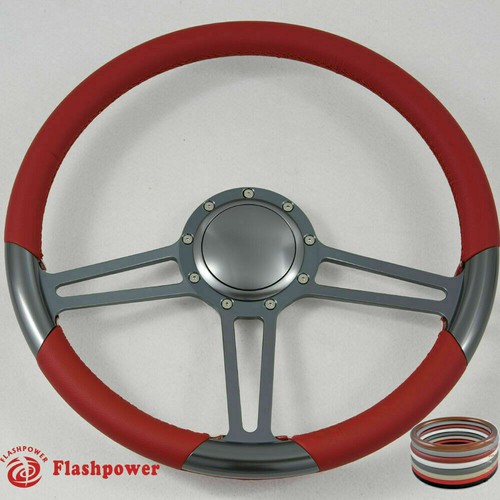 15.5" Billet Steering Wheel Black Full Wrap Chevy Blazer C10 W/Horn - Foto 2 di 12