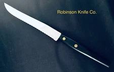 VTG ROBINSON KNIFE CO SERRATED CHEF KNIFE STAINLESS 8” BLADE USA DBL RIVET BLACK