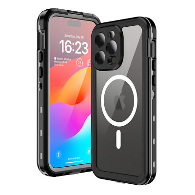 For iPhone 15 14 13 Pro Max Case Waterproof Mag Safe Cover with Screen Protector