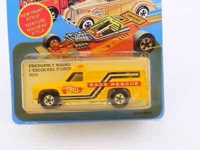 CAMION DE POMPIERS vintage Hot Wheels Emergency Squad rouge BW mur noir Hong Kong HK 1977 EUR 40