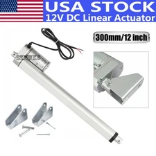 Heavy Duty 12" Stroke Linear Actuator 220lbs 14mm/s 100KG 12V DC Motor +Brackets