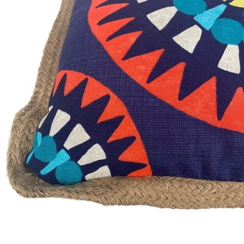 Allen + Roth Mandala Pattern Decorative Throw Pillow Geometric Jute Edge 17x17 - Picture 8 of 9