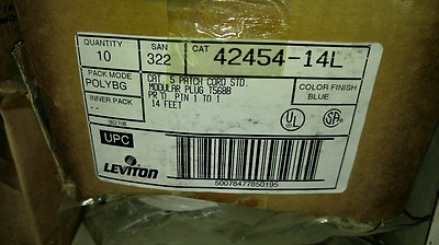 Leviton 42454-14L Cat 5 Patch Cord 14 ft length Blue ** Lot of 10 **