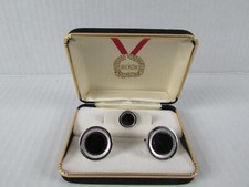 Hickok Black Round Onyx Inlay Cufflinks Withtie Pin Set with Original Box